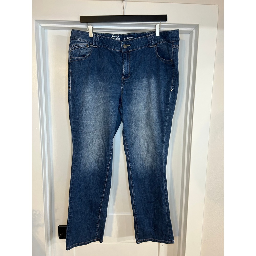 Lane Bryant Simply Straight Jeans Womens 24 Average Blue Medium Wash Stretch